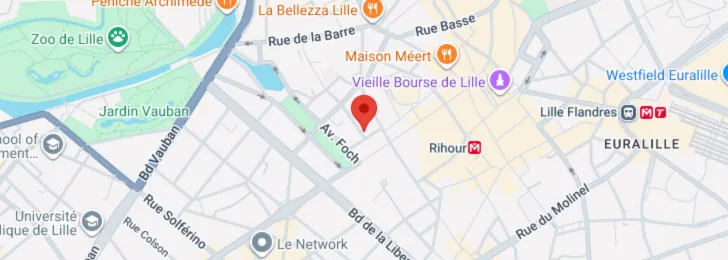 Plan du quartier, repère sur le 8 rue de l'Arc à Lille